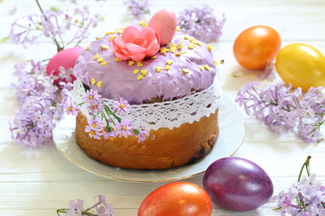 Easter cake in sugar glaze
