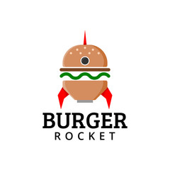 rocket burger logo design vector