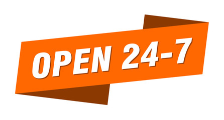 open 24 7 banner template. open 24 7 ribbon label sign