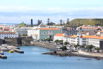 Fototapeta na wymiar Harbor of Ponta Delgado, Sao Miguel Island, Azores, Portugal, 