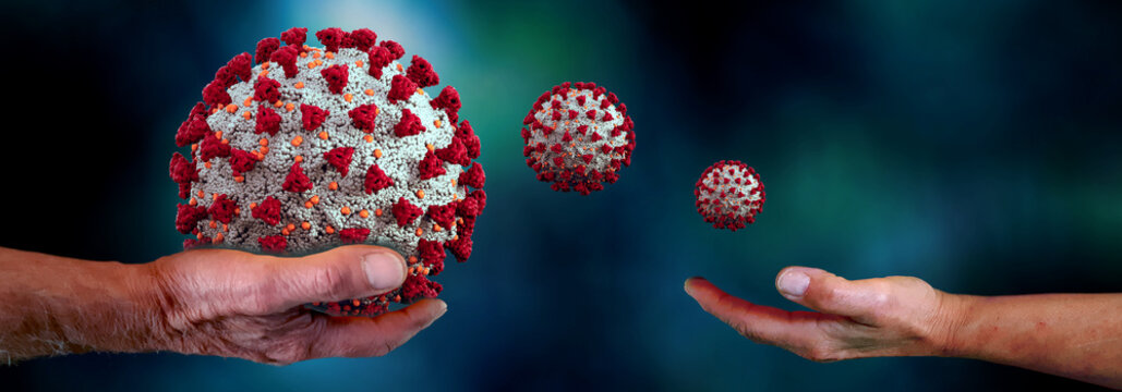 Coronavirus Covid-19 Old Hands infection 3d illustration