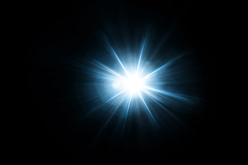 Easy to add lens flare effects for overlay designs or screen blending mode to make high-quality images. Abstract sun burst, digital flare, iridescent glare over black background.