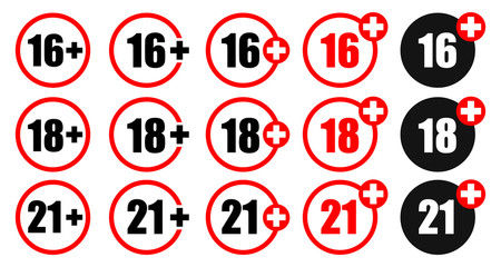 Set of sixteen, eighteen and twenty-one years over icon – stock vector