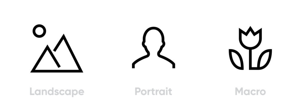 Landscape, Portrait, Macro icon. Editable Line Vector.