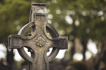 GLASNEVIN CEMETERY, Old graveyard with Celtic cross gravestones , Celtic cross Dublin Ireland