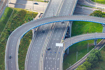 Road system. Road interchanges. Multi-level highways. The movement of vehicles on highways in...