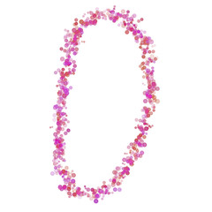 Digit 0 alphabet. Pink circles dot hue pink. Lettering bubbles circles stylized letter font isolated on white. Beautiful color type number for design