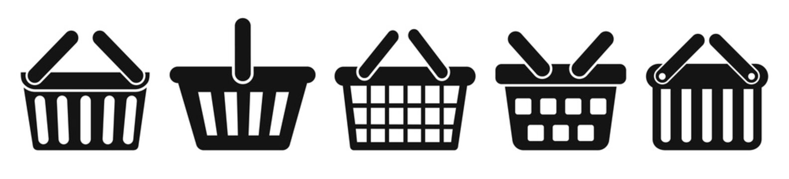 Set shopping basket icons, buy symbol. Shop handbag icon – stock vector