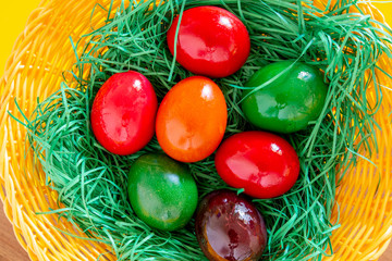 Easter eggs, painted in bright colours in the Orthodox Christian tradition