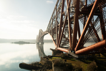 Unique Forth Bridge, a UNESCO World Heritage Site, carries the rail tracks from South to North...