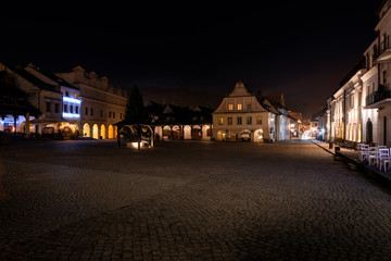 A night panorama of Kazimierz Dolny - a small town located on the right (eastern) bank of the Vistula river, considerable tourist attraction.