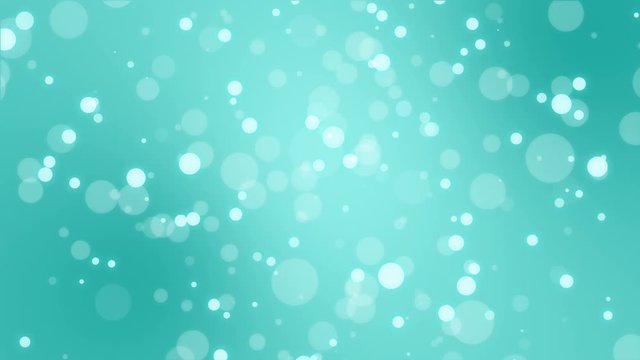Animated teal blue bokeh background with floating light particles.