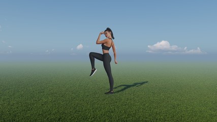 Fototapeta na wymiar Woman Making Yoga At Outdoor 3D Rendering