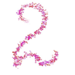 Number 2 alphabet. Pink circles dot hue pink. Lettering bubbles circles stylized letter font isolated on white. Beautiful color type number for design