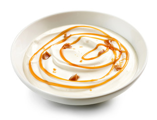 bowl of caramel yogurt