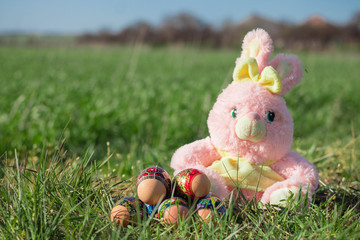 easter bunny with easter eggs