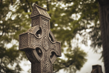 GLASNEVIN CEMETERY, Old graveyard with Celtic cross gravestones , Celtic cross Dublin Ireland