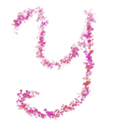 Letter Y latin alphabet. Pink circles dot hue pink. Lettering bubbles circles stylized letter font isolated on white. Beautiful color type for design