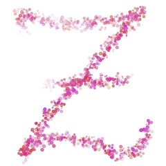 Letter Z latin alphabet. Pink circles dot hue pink. Lettering bubbles circles stylized letter font isolated on white. Beautiful color type for design