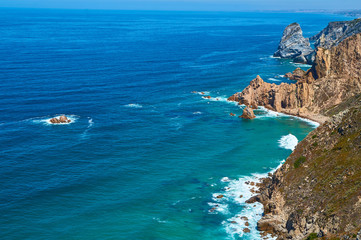 Fototapeta na wymiar Ocean view at the Sintra-Cascais Natural Park in Portugal