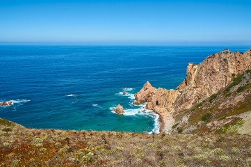 Fototapeta na wymiar Cliffs at the Sintra-Cascais Natural Park in Portugal