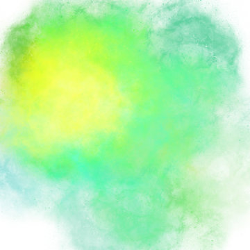 Yellow light green stains of watercolor paint with a gradient. Abstract backdrop wallpaper background, beautiful texture stains of paint