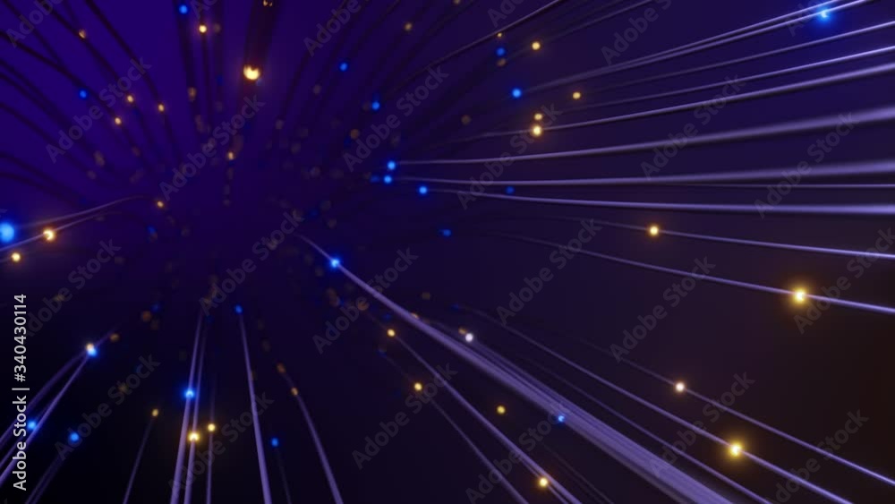 Poster propagation of a blue signal through a wire. the movement of the camera behind the wires. the concep