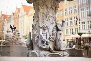 Fototapeta na wymiar Fountain sea city of Gdansk