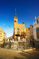 Obraz na płótnie Canvas Fountain sea city of Gdansk