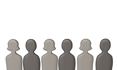 3d illustration of man and woman people with copy space isolated on white