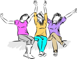 Fototapeta na wymiar happy girls teenagers women vector illustration
