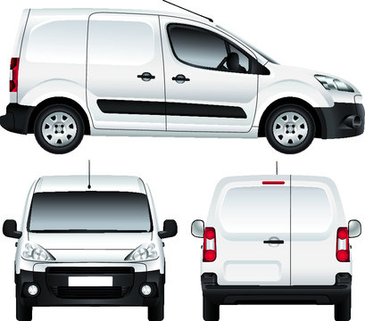 Vector delivery van template. White blank commercial vehicle - service car. (simple gradients only, no gradient mesh)