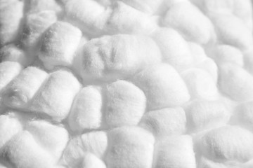 White cotton balls, closeup, texture, background. Natural eco-friendly material