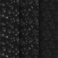 Luxury hand drawn floral pattern set