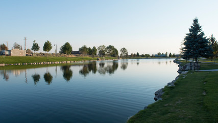 Little lake in the suburbs