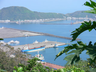 Fototapeta premium High angle view of a port at Suao Township
