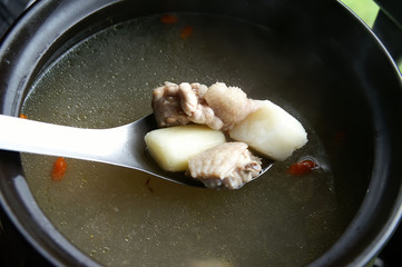 Closeup shot of the delicious chicken soup