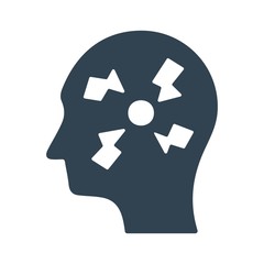 Headache icon. Flat design. Sickness, illness sign.