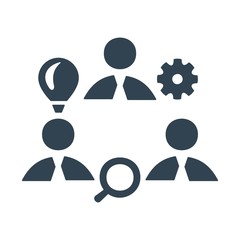 Team of people with different skills. Colloboration symbol. Team member roles icon. Flat business icon.