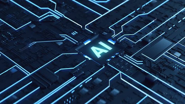 Animation of Neural Network Abstract Artificial Intelligence, power Button of AI. Deep-learning modern computer Technologies, Abstract futuristic Electronic digital Animation and big data concept.