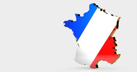 3d Digital France map country  illustration
