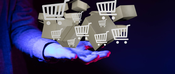 Transport Cardboard boxes, logistics and delivery concept digital  3d.