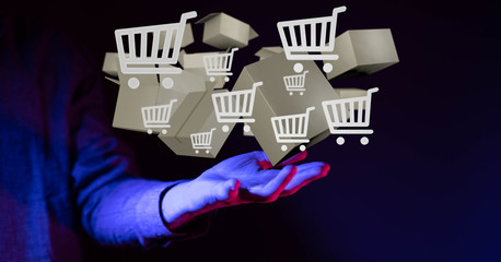 Transport Cardboard boxes, logistics and delivery concept digital  3d.