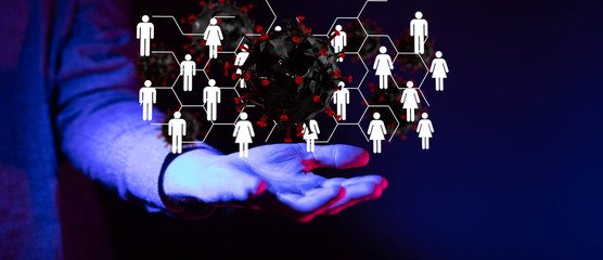 epidemic digital virus   -  illustration protection.