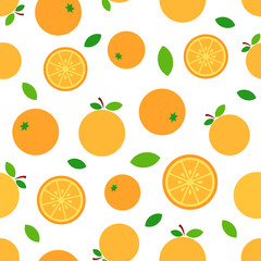 Oranges flat vector illustration seamless Pattern
