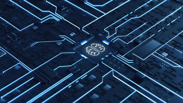 Animation of Neural Network Abstract Artificial Intelligence, digital Brain, bid Data Concept. Deep-learning modern computer Technologies, Abstract futuristic Electronic Digital Technology.