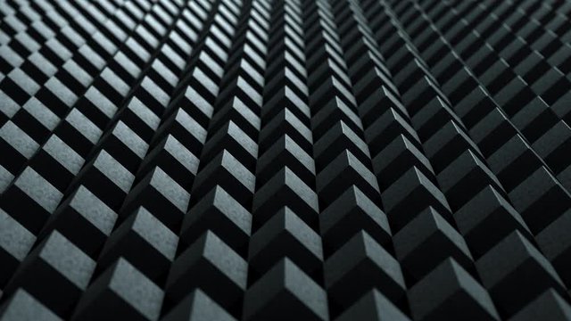 4K background 3d render animation pattern cube loop. Abstract motion geometric shape from gray cubes. Isometric seamless tileable textures. 