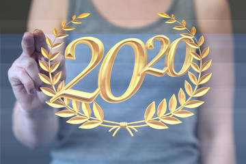 business year 2020 up goals and  success illustration