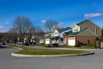 typical Canadian street of two-story neighborhood Gatineau, Quebec, Canada