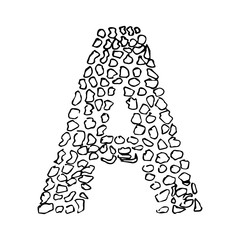 Hand drawn letter A. Sketched letter with decorative elements. Easy to edit vector template for your designs.